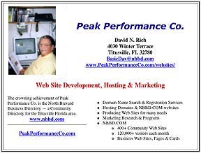 Peak Performance Co. web card on NBBD.COM